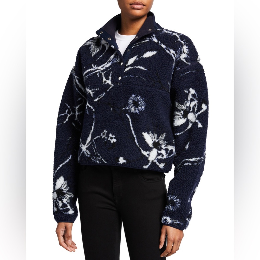 rag & bone FLORAL SHERPA PULLOVER IN NVYMULTI